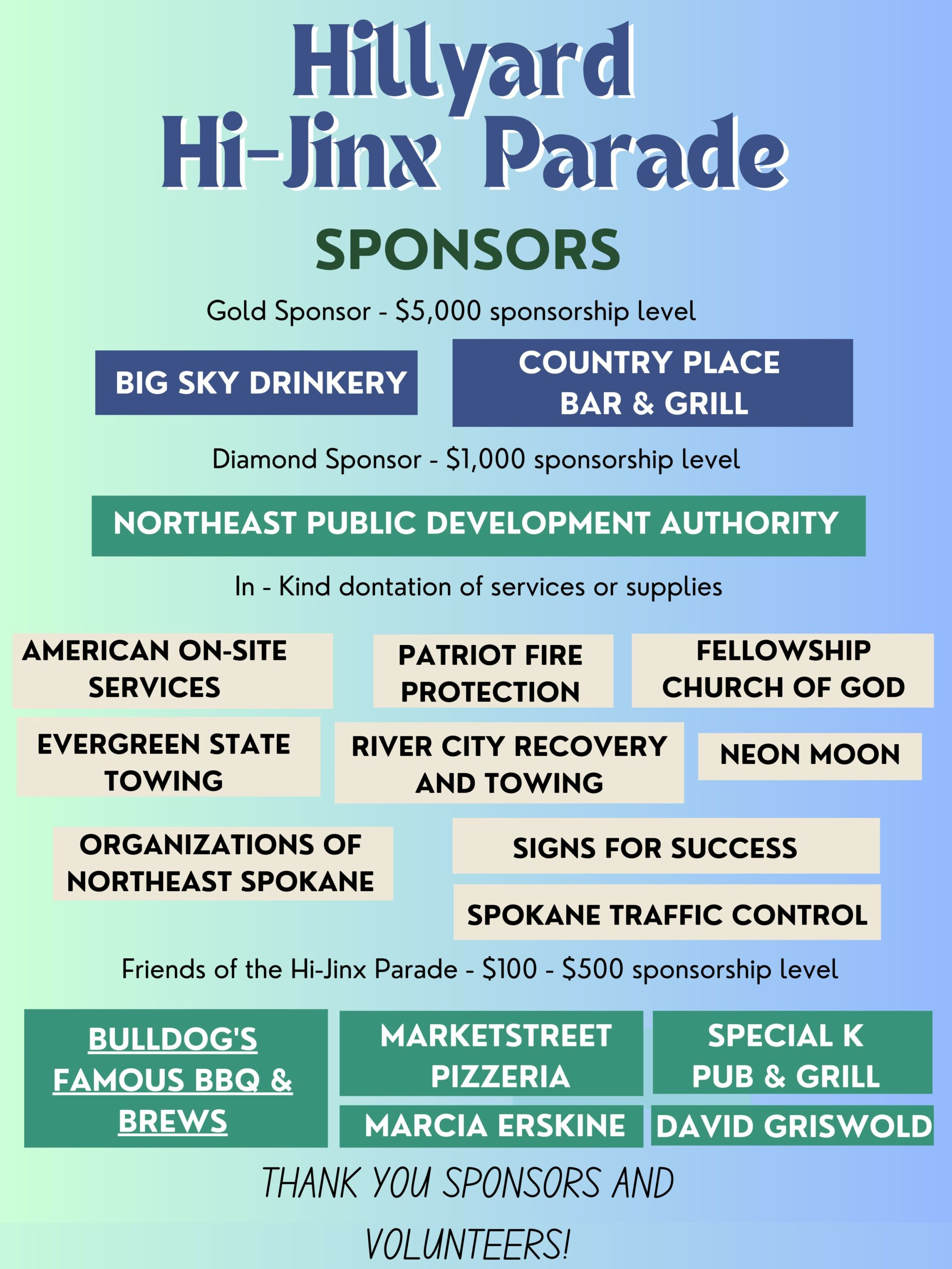 Parade Sponsors